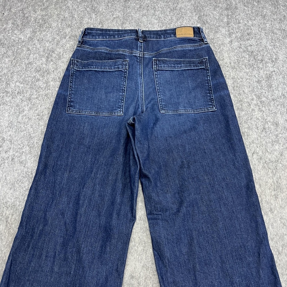 American Eagle Jeans Womens 6 Short Blue Super High Rise Baggy Wide Leg Denim - Picture 9 of 16